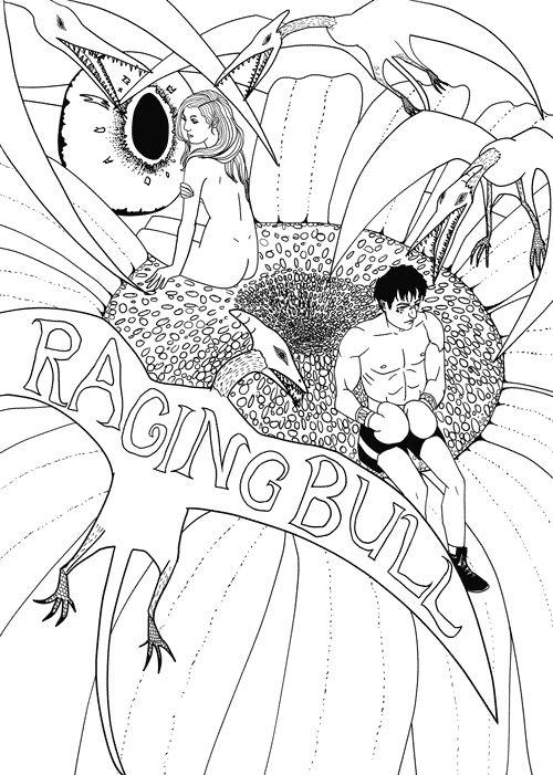 Lineart of the illustrated poster.